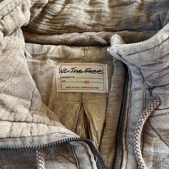 Free People We The Free Luna Quilted Bomber Jacket XS | Tan Cozy Fall Layer Boho - Picture 4 of 5